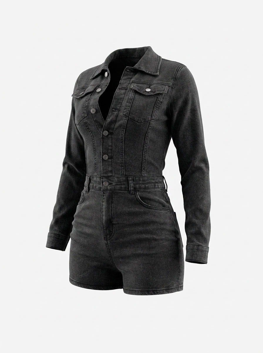 Biker Denim Romper