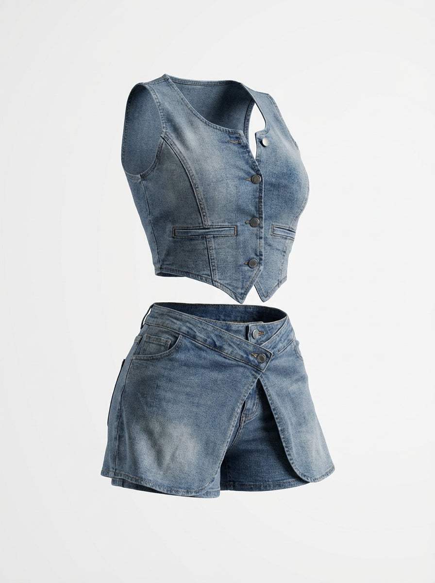 Soft Life Denim Two Piece Set