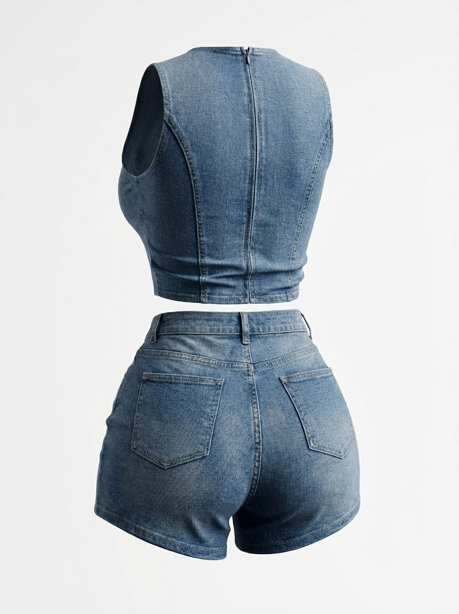 Soft Life Denim Two Piece Set