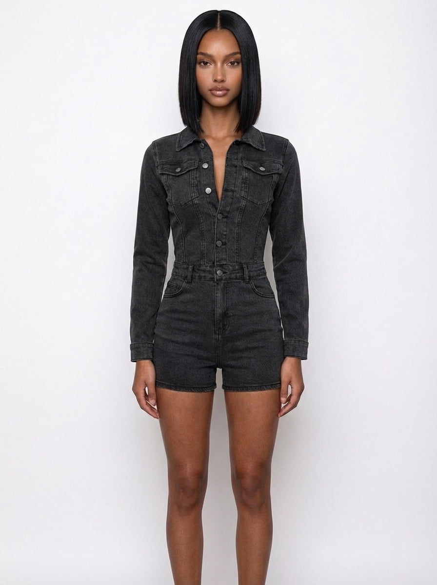 Biker Denim Romper