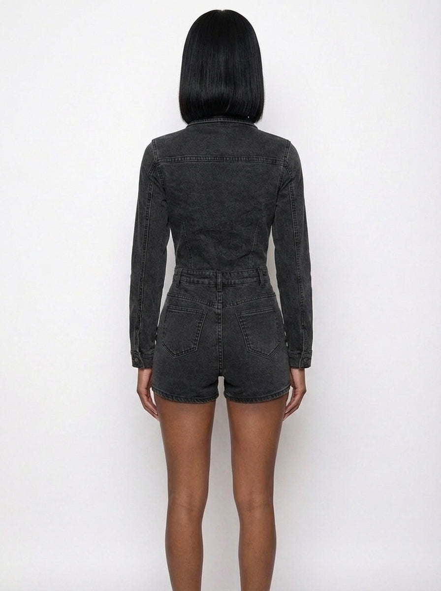 Biker Denim Romper