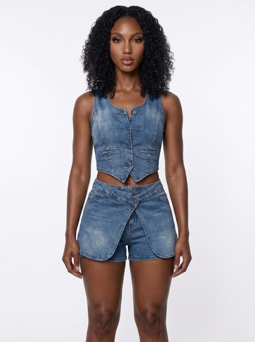 Soft Life Denim Two Piece Set