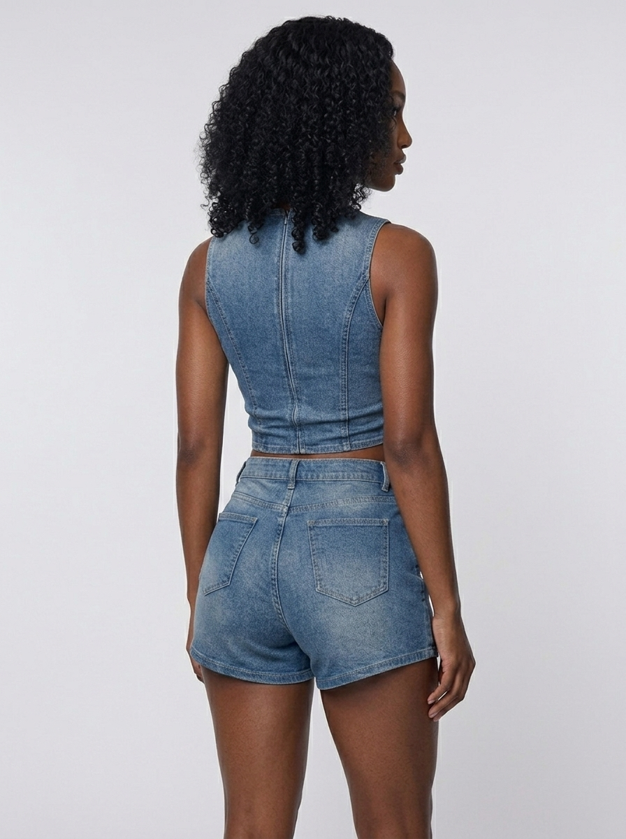 Soft Life Denim Two Piece Set